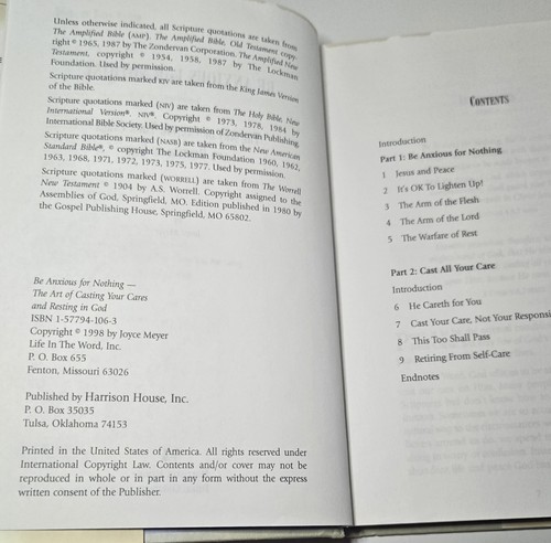 1998 (SIGNED) Be Anxious for Nothing By: Joyce Meyer Hardcover Book Dust Jacket - Picture 3 of 8