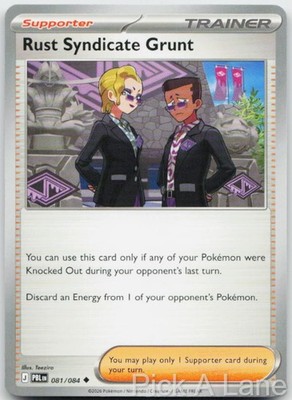 RUST SYNDICATE GRUNT 081/084 UNCOMMON PITCH BLACK POKEMON NEAR MINT