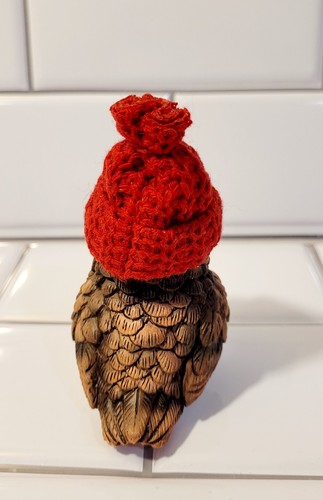 Hoos Ready for Fall Owl Figurine Bird with Ted Hat Holiday Decor 4" in Brown Owl - Picture 3 of 4