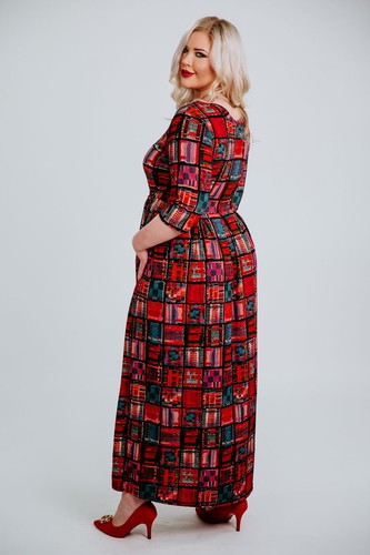 Maxi Vestido Multicolor Estampado Floral Cuello Redondo Verano Manga Corta Prendas para Mujer - Imagen 8 de 8