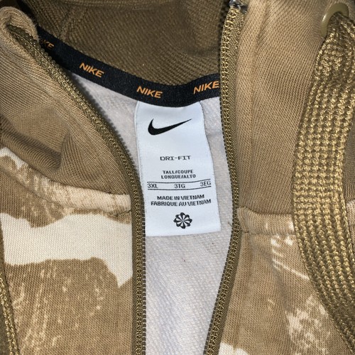 Nike Men Sweatshirt 3XL Brown Camo Hoodie Dri Fit Standard Fit Swoosh Full Zip - Picture 4 of 12