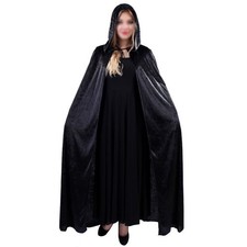 Wizard Cloak Cosplay Costume Halloween Witch with Hooded Black Robe