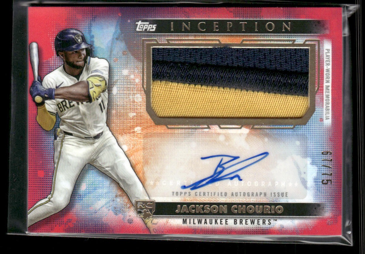 2024 Topps Inception Jackson Chourio Patch Auto RPA Pink Red /75 RC ROOKIE