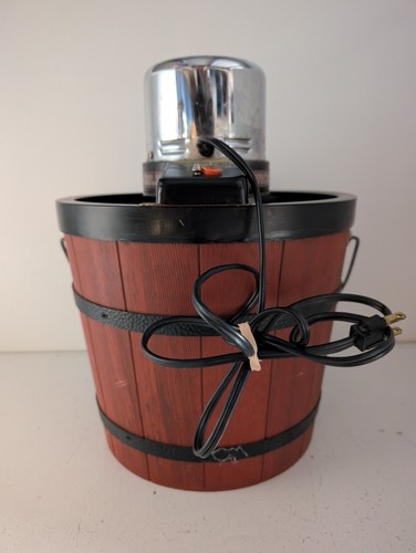 VTG Proctor Silex 4-Quart Electric Ice Cream Maker Churn Model F106F Wood 1976 - Picture 4 of 20