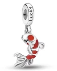 S925 Solid Sterling Silver Cute Lucky Koi Fish Charms For Moments Bracelets
