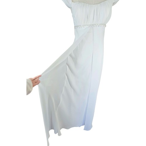 ON HOLD Vtg Y2K 90s White Empire Maxi Dress Regencycore Coquette Fairy XS - Picture 2 of 14