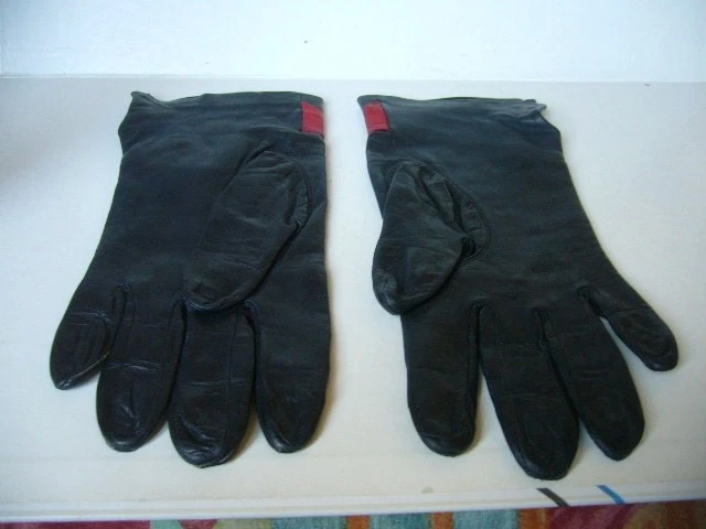 Paire De Gants Vintage Femme – Imitation Cuir Et Acrylique, Taille 6,5, Couleur Cognac