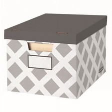 3-Count Decorative, Letter/Legal File Box, Grey