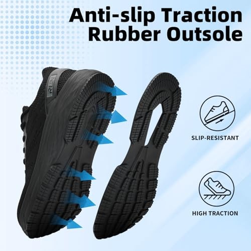 Wide Toe Box Shoes for Men - Cushioned Road Running Shoe 8.5 Wide All Black - Picture 5 of 7