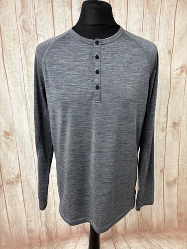 Rohan Merino Union 150 Henley Long Sleeve Top Base Layer Mens Large Grey Wool - Picture 2 of 21