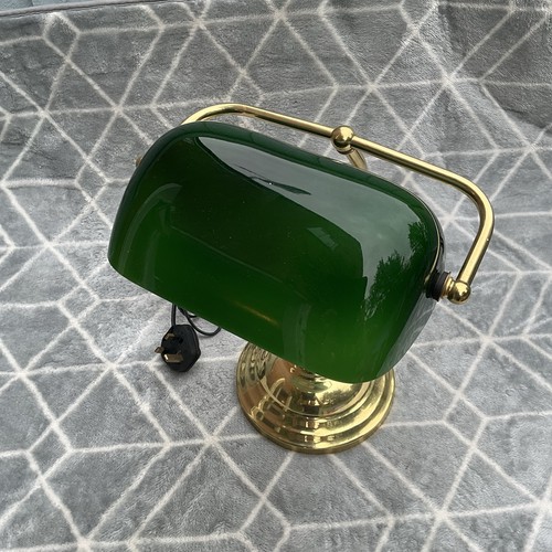 Vintage Style Art Deco Green Glass Bankers Lamp Desk Light - Picture 3 of 13