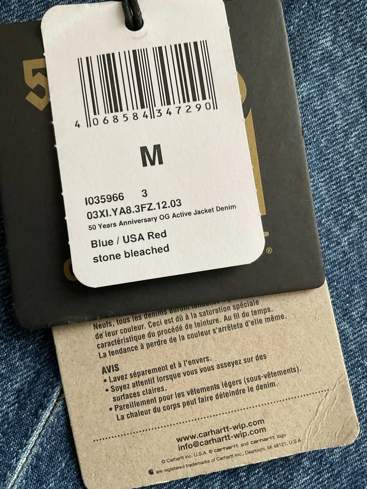 Carhartt WIP 50th Anniversary Edition OG Active Denim Jacket Size M NWT Rare - Image 3 of 4