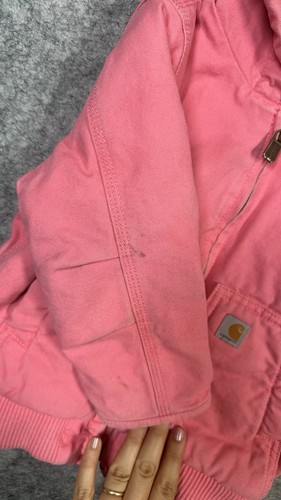 Carhartt Hooded Insulated Jacket Girls Youth Large 3yo Pink Full Zip Work Wear - Picture 3 of 7