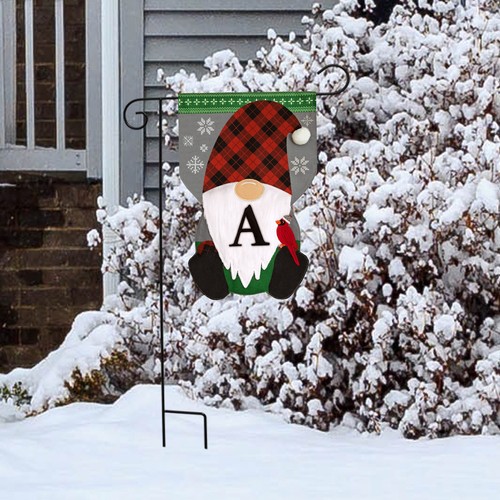 Briarwood Lane Winter Gnome Burlap Monogram Letter a Garden Flag - Picture 4 of 8