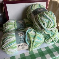 4 x So Crafty Baby Yarn, green Stripe chenille, 100g (Approx) Each Ball New Aldi
