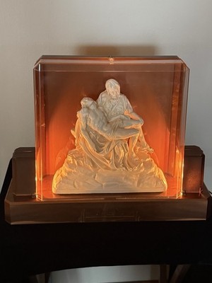 Pieta Michelangelo Statue Catholic Easter Religious Sculpture 9'' Lamp Lighted