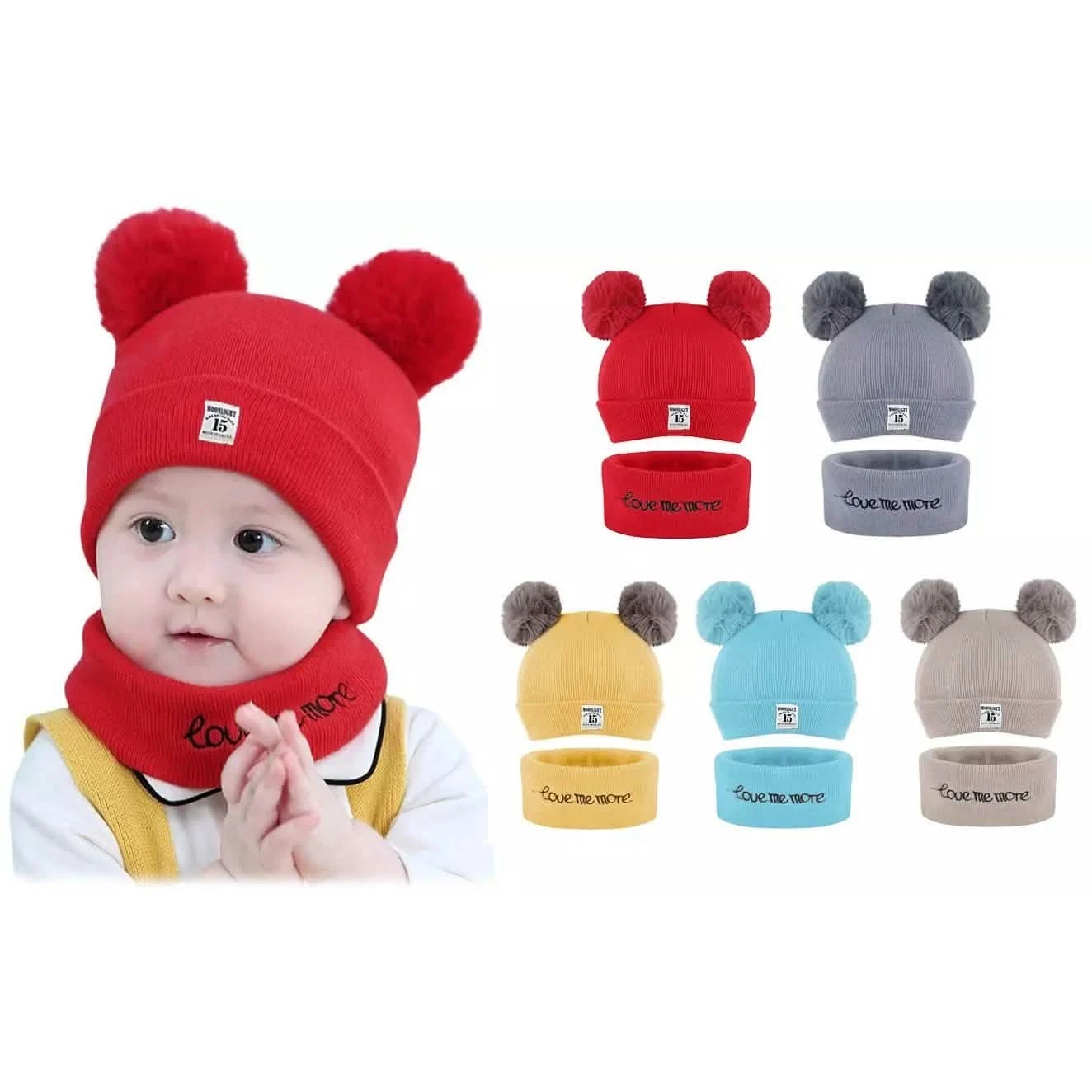 Infant Baby Winter Warm Knit Bobble Beanie Hat with Scarf Set
Opens in a new window or tab