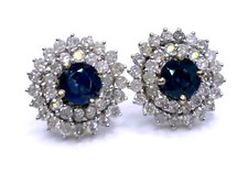 Boucles D'Oreilles En Saphir De Ceylan De 5,60 Ct Et Diamant En Or Blanc 14K