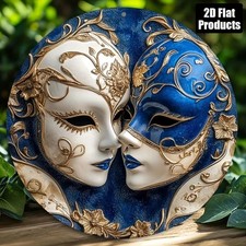 Maschera veneziana dorata martedì grasso arte da parete stile vintage alluminio 20x20' decorazione