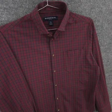 Mizzen+Main Leeward Shirt Mens S Maroon Check Performance Front Pocket Button Up