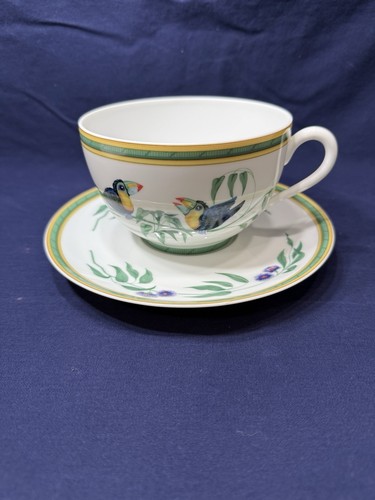 Hermes Toucans Large Morning Soup Breakfast Cup Saucer Porcelain Tableware EUC - Picture 2 of 15