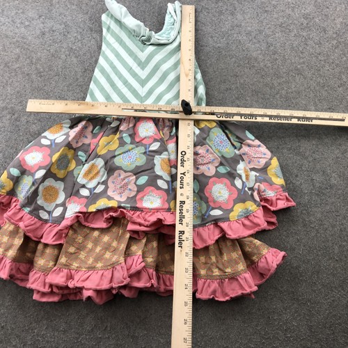 Matilda Jane Dress Girls Size 6 Green Floral Ruffle Sleeveless Play Party Tiered - Picture 12 of 14