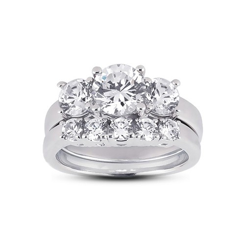 5.94ct H-SI2 Round Natural Certified Diamonds Plat Classic Matching Bridal Set - Picture 1 of 3