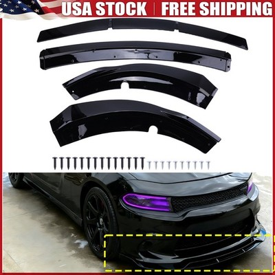 FOR DODGE CHARGER SRT 2015-2023 V2 STYLE GLOSSY BLACK FRONT BUMPER LIP SPLITTER