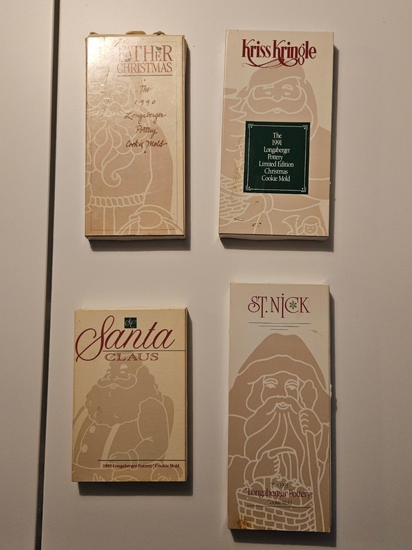 Longaberger Christmas Cookie Molds. Set of 4.