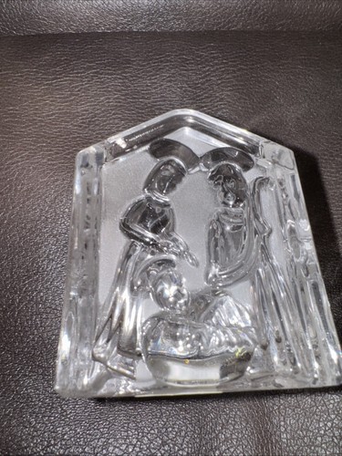 Evita 24% Lead Crystal Nativity Scene votive candle holder Made in Germany - Picture 2 of 12