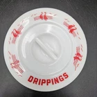 McKee Milk Glass Drippings Bowl LID REPLACEMENT ONLY Red Sailboat Ships 5"