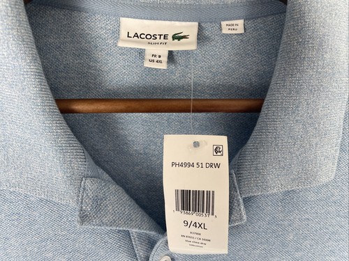 Lacoste Polo Shirt Blue Chine Mens 4XL France 9 Slim Fit Short Sleeve Peru - Picture 4 of 9