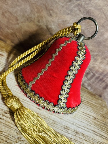 Vintage 1972 Reuge Spieluhr Glocke rot Samt Ornament Jingle funktioniert Weihnachten - Bild 7 von 7