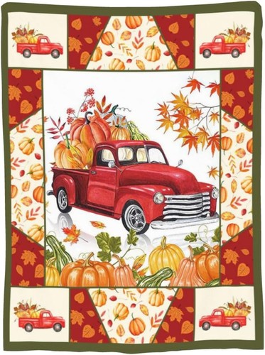 Fall Autumn Blanket Truck Pumpkin Throw 50&quot;x40&quot;,  - Imagen 9 de 9