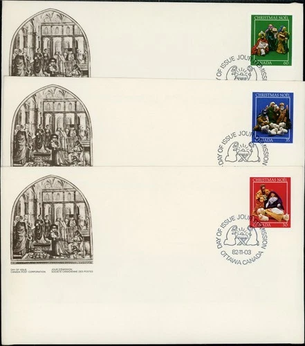 CANADA 1982 CHRISTMAS, CRECHE FIGURES #973-75 FIRST DAY COVERS SET OF 3 !! M236
