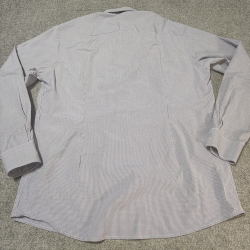 Eton Brighton Contemporary Shirt Mens 46 / 18 Blue White Mini Check Cotton - Picture 13 of 16