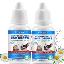 Cat  Dog Ear Infection Treatment Drops, 2Pack Pets Ear Cleaning Solution Dro...