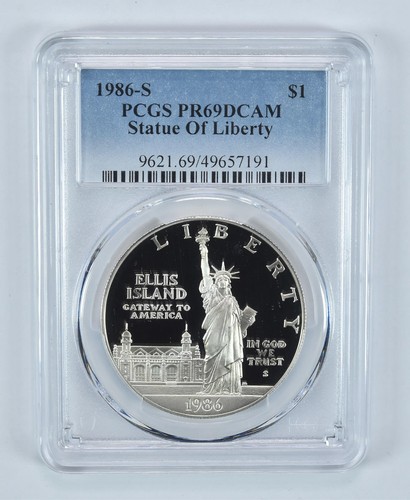 1986-S Statue Of Liberty Commemorative Dollar PR69 DCAM PCGS Blue Label - Picture 1 of 5