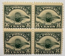 US #C4 1923 8c green Propeller 2nd Series Airmail MNH Blk/4; $140 SCV