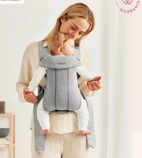 BabyBj rn Mini Baby Carrier Light Gray 3D Jersey Infant 7-25 LBS Used Good