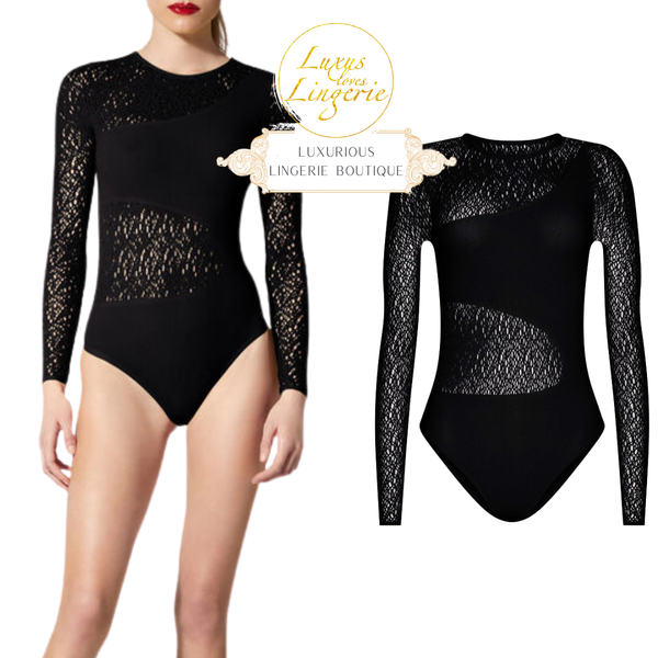 W Net Body By Wolford M Black Schwarz Transparent Netz Asymmetrisch Vollpo-image