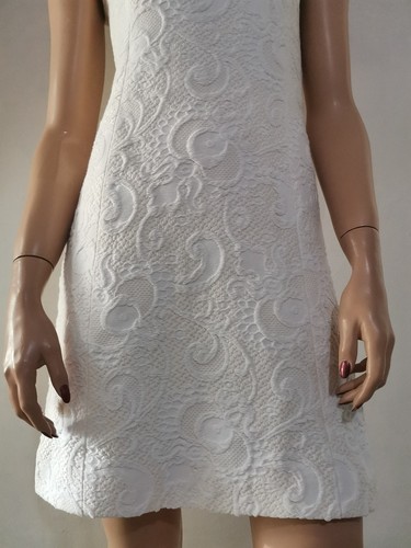 AUTÉNTICO Vestido Dolce&Gabbana Fantasía Jacquard Marfil Texturizado IT 38 - Imagen 11 de 23