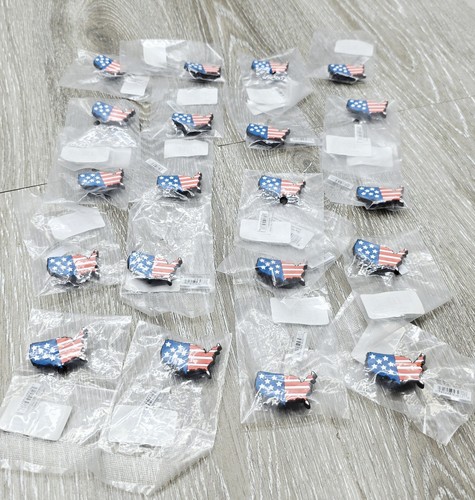 20pc Wholesale Lot CROCS Jibbitz USA Flag Map Crocs Shoe Charm 1.25 x 0.75