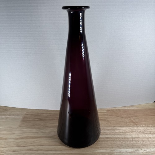 Vintage Empoli 17" getäfelt Amethyst Geist Glas MCM Karaffe Vase lila mit Stopfen - Bild 8 von 9