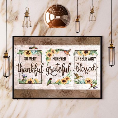 Hummingbird Sunflower So Very Thankful Forever Grateful Unbelievably Blessed ...