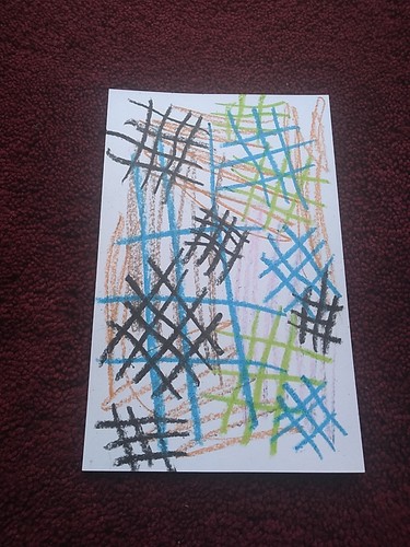 Pound Sign Abstract Crayon Drawing Signed Dated On 5x8 Paper - Picture 3 of 5
