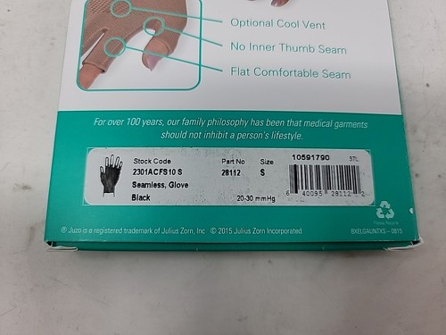 #23 Juzo Seamless Compression Glove 20-30 mmHg 2301 AC Size S Black New - Picture 14 of 20