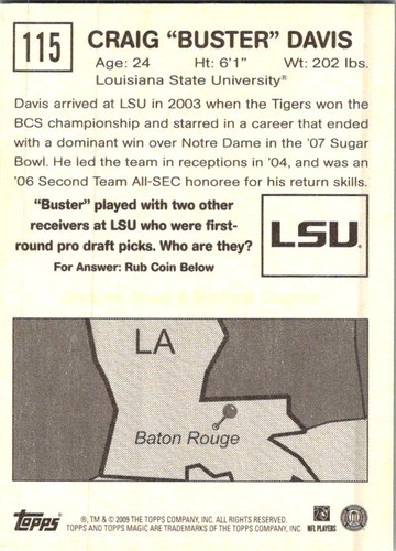 2009 Topps Magic #115 Craig "Buster" Davis - Picture 2 of 2