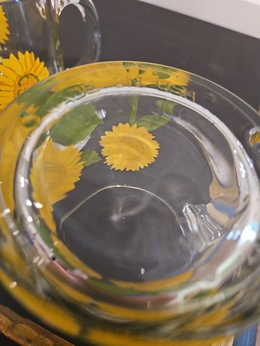 4 tazas de café vintage de vidrio transparente Libbey - ¡Hermosos girasoles! Hecho en USA - Imagen 4 de 4