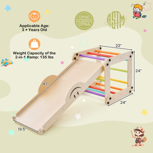 Wooden Climbing Toys for Toddlers Jungle Gym w/Reversible Ramp, Seesaw, Climber - Bild 2 von 10